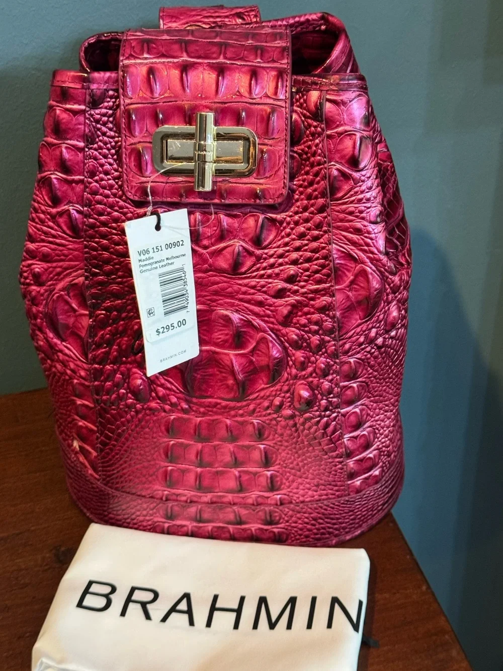 Brahmin Maddie Hot Pink Pomegranate Melbourne Sling Bag backpack *READ*